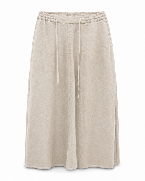 Linen Midi Skirt - Beige
