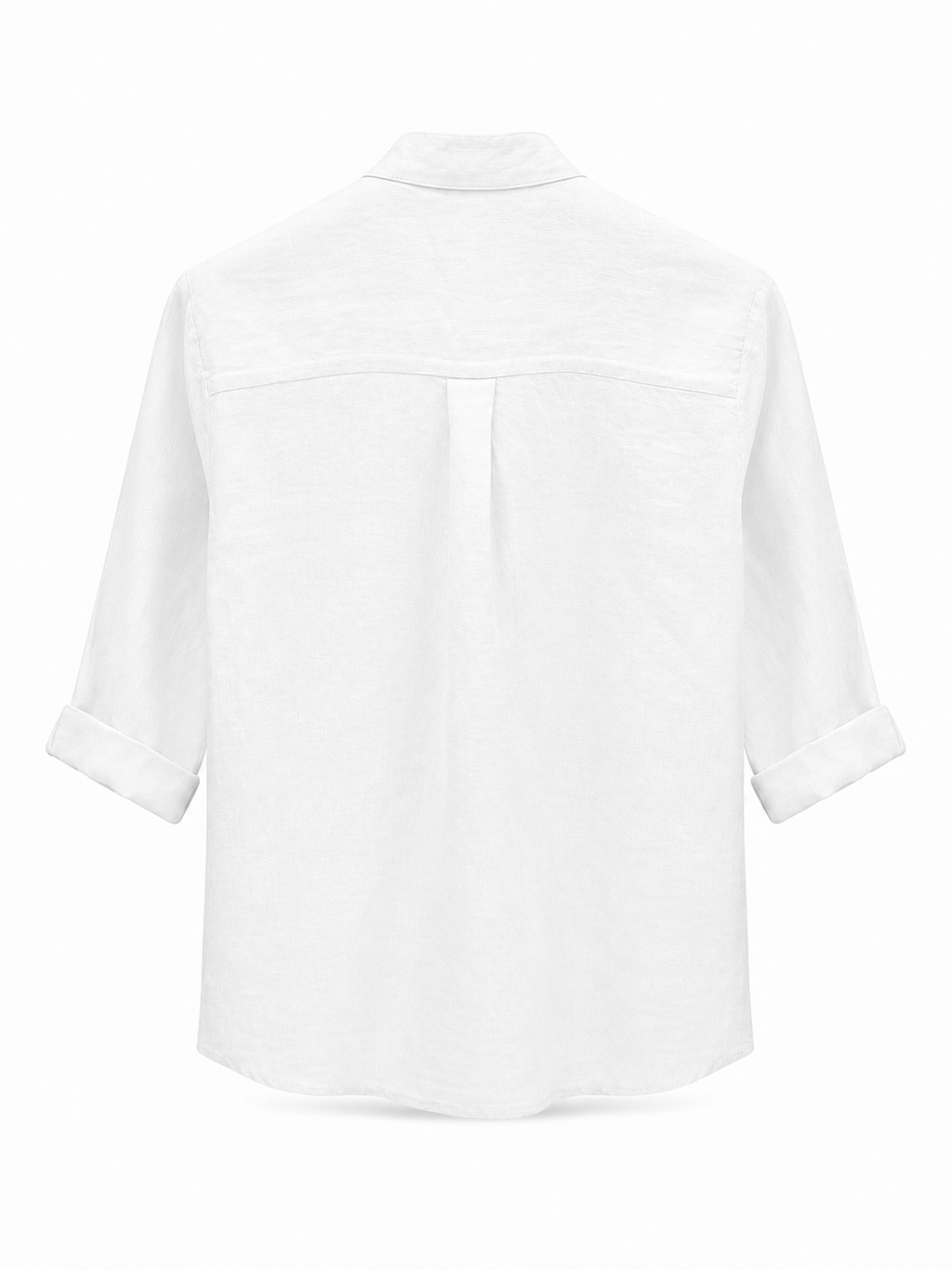 Mandarin Collar Linen Shirt - White