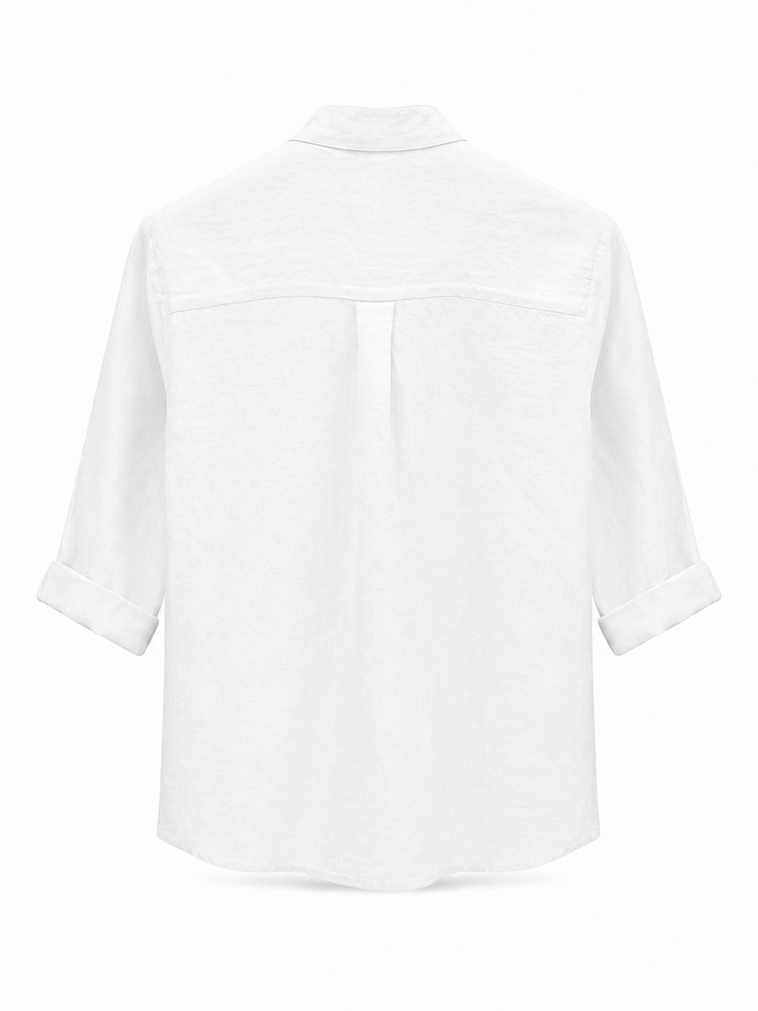 Mandarin Collar Linen Shirt - White