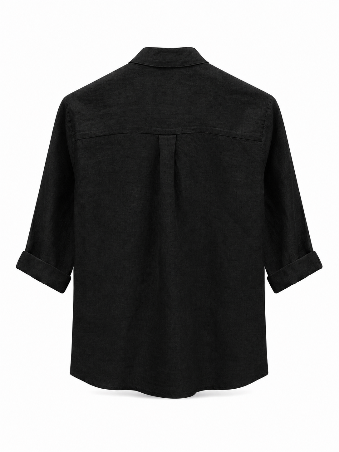 Mandarin Collar Linen Shirt - Black