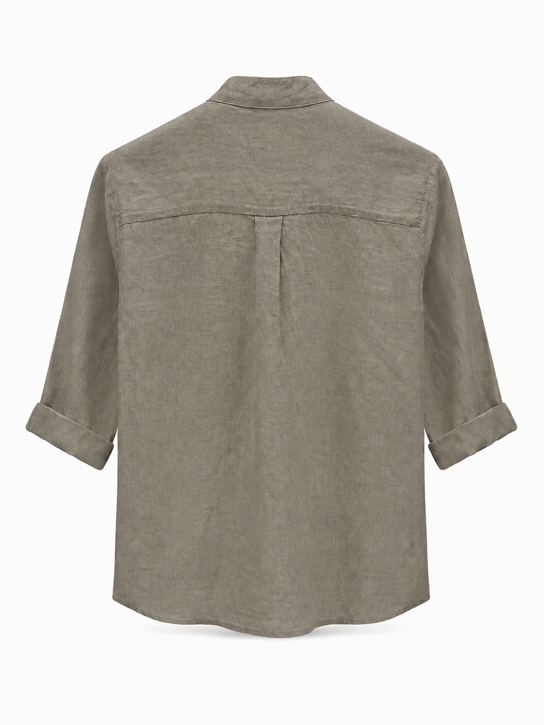 Mandarin Collar Linen Shirt - Khaki