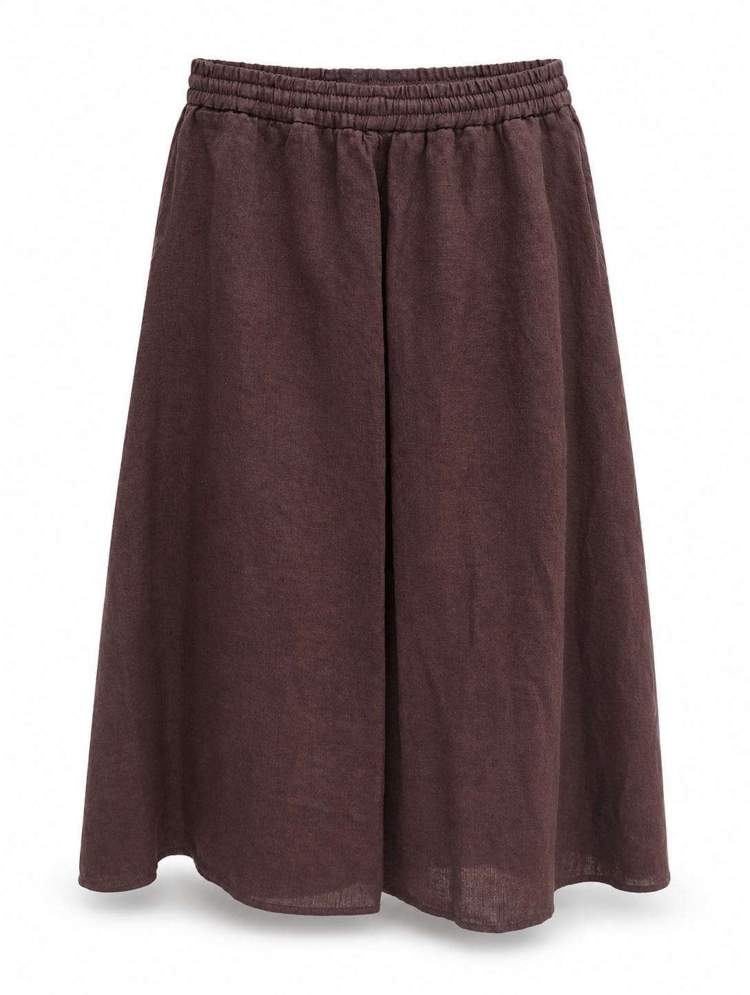 Linen Midi Skirt - Brown