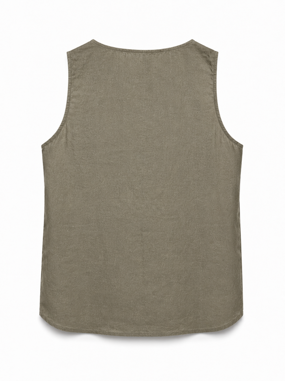 Sleeveless Linen Blouse - Khaki