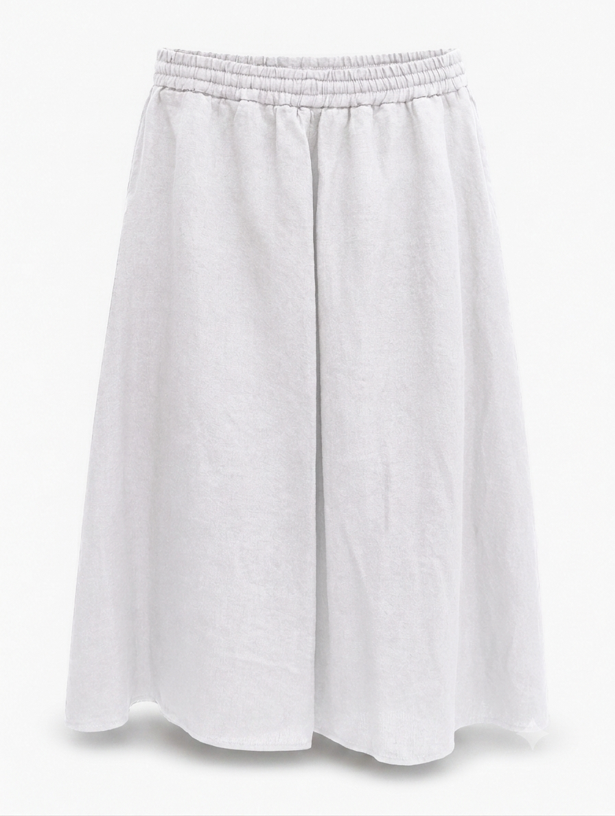 Falda Midi de Lino - Blanco