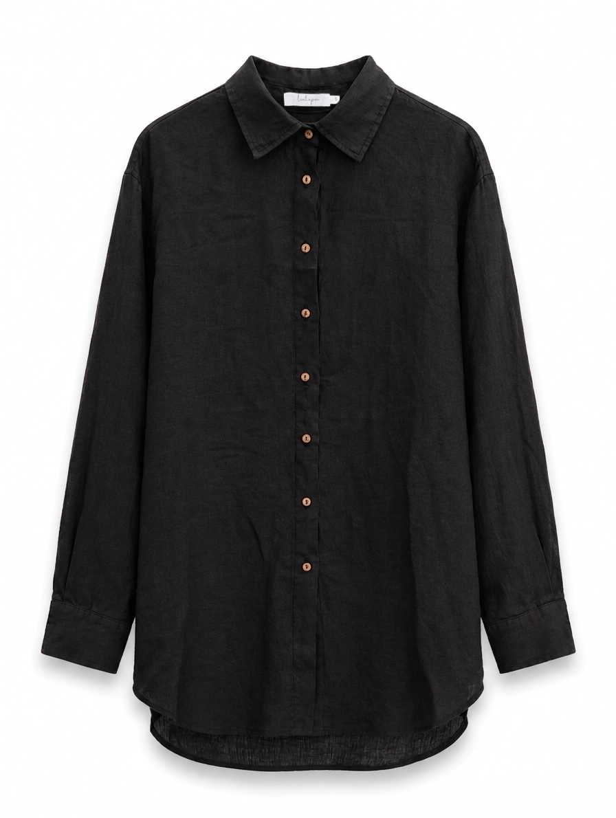 Oversized Linen Shirt - Black