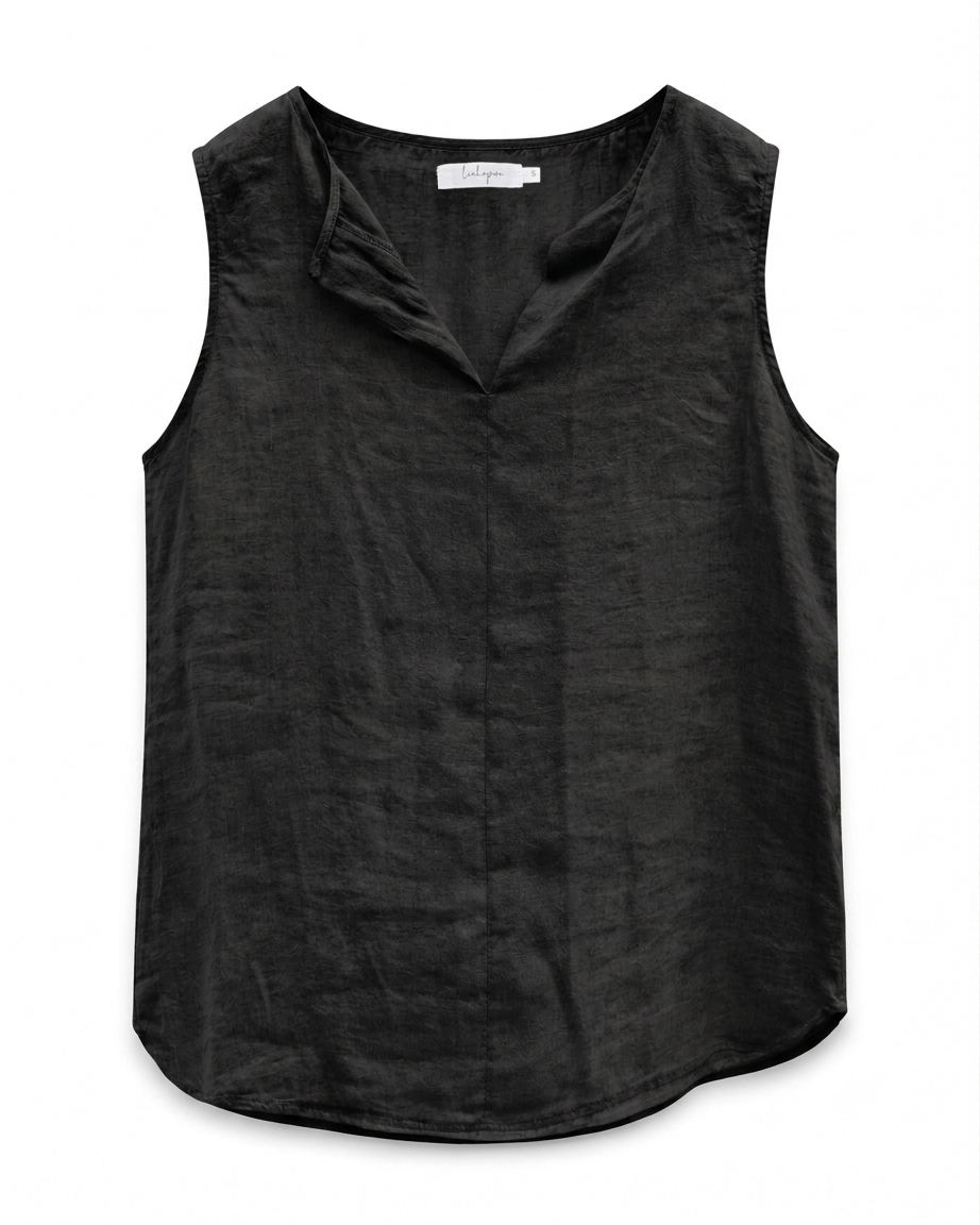 Sleeveless Linen Blouse - Black
