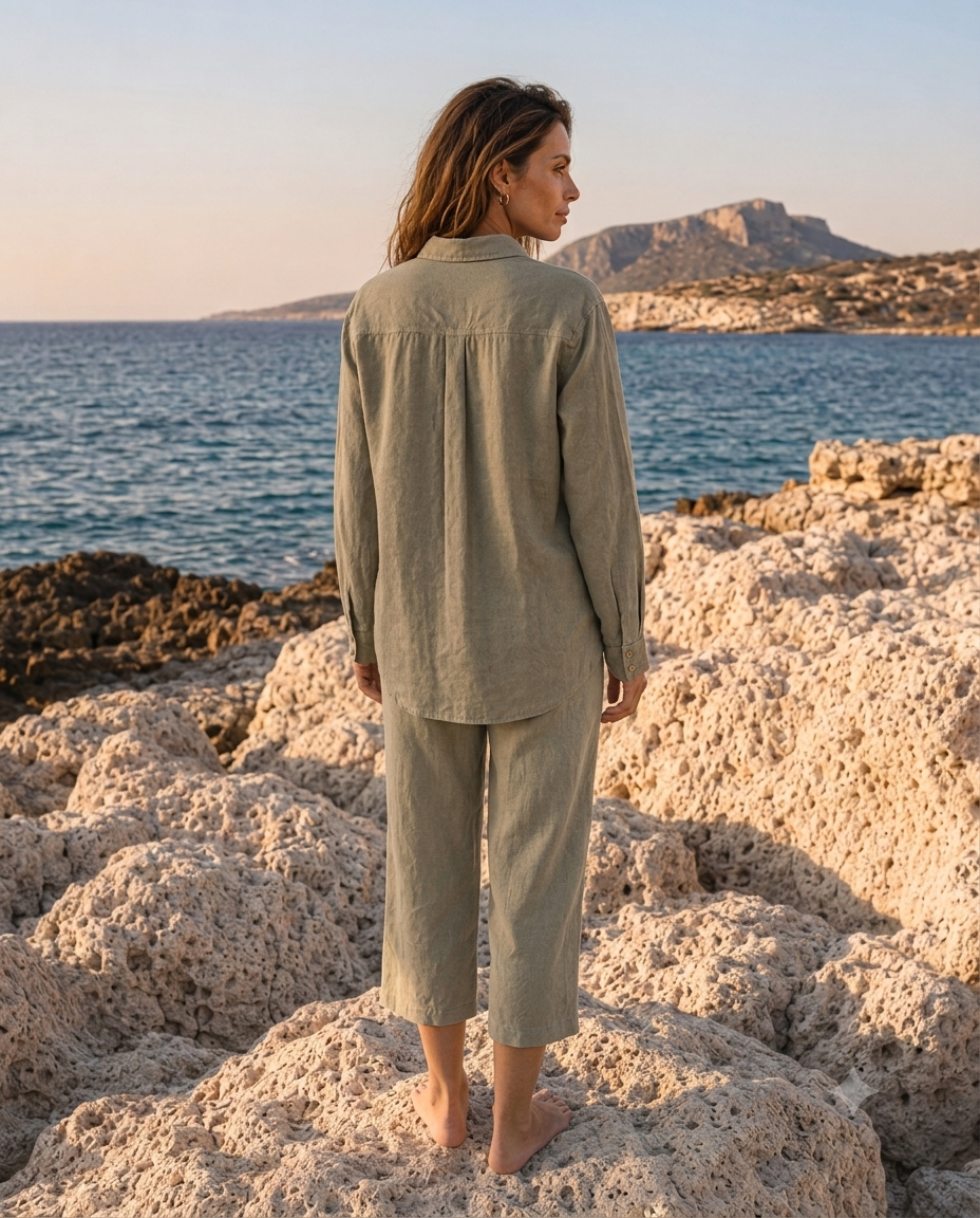 Oversized Linen Shirt - Khaki