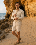 Linen Shorts — Beige