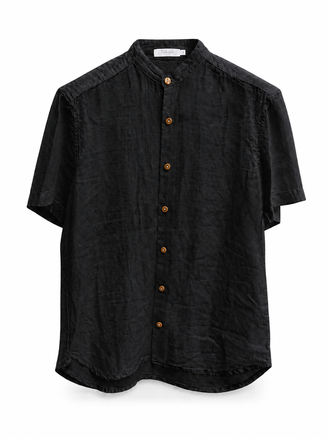 Linen Short Sleeve Shirt — Black