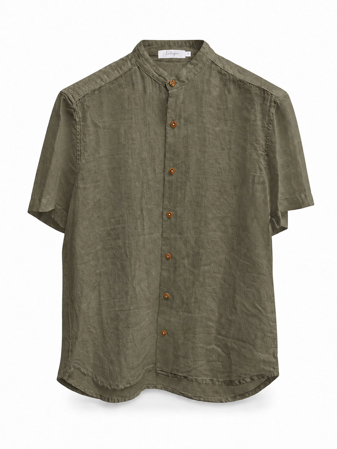 Linen Short Sleeve Shirt — Khaki