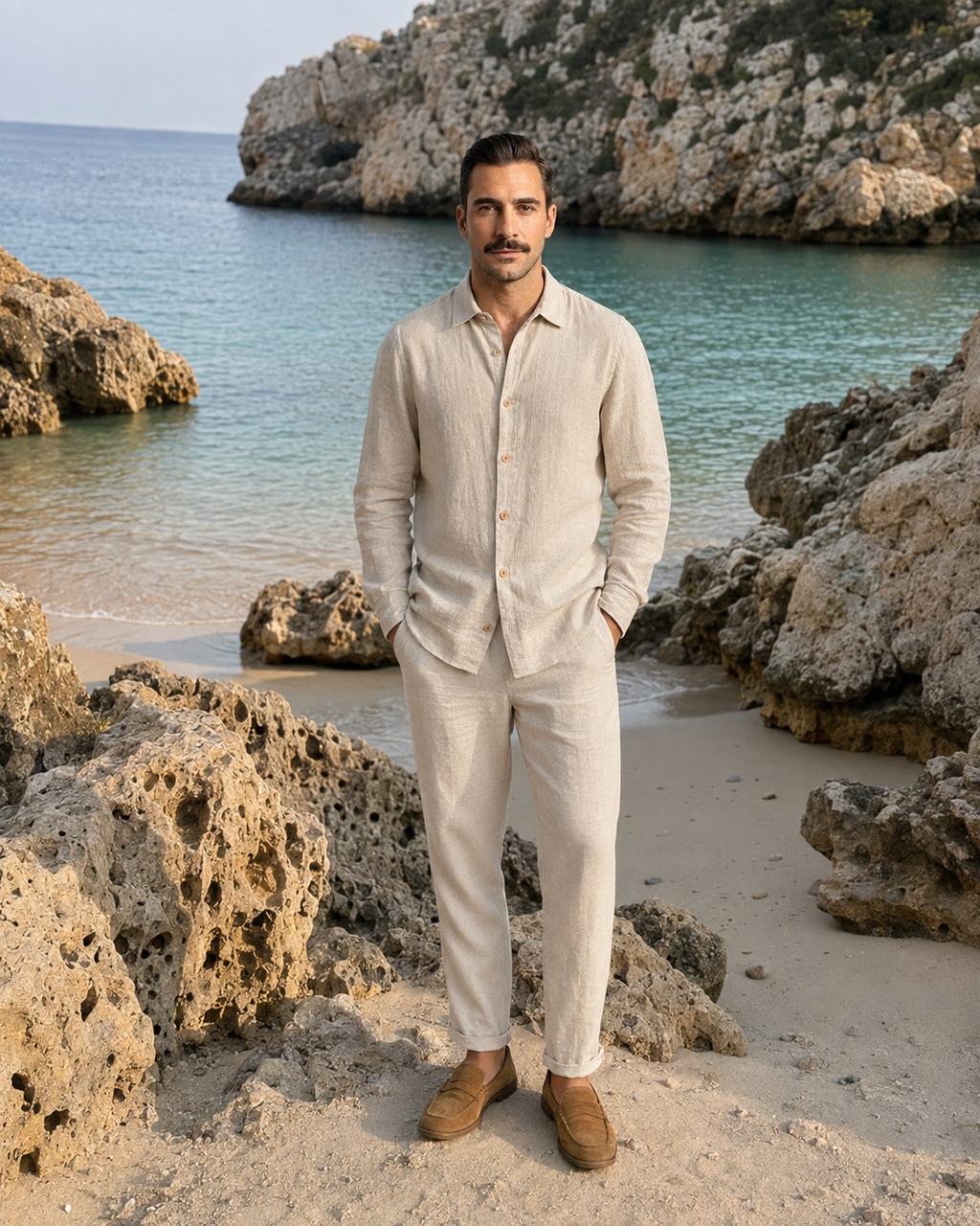 Linen Trousers — Beige