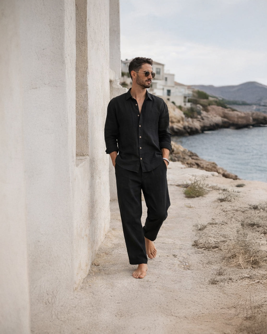 Linen Trousers — Black