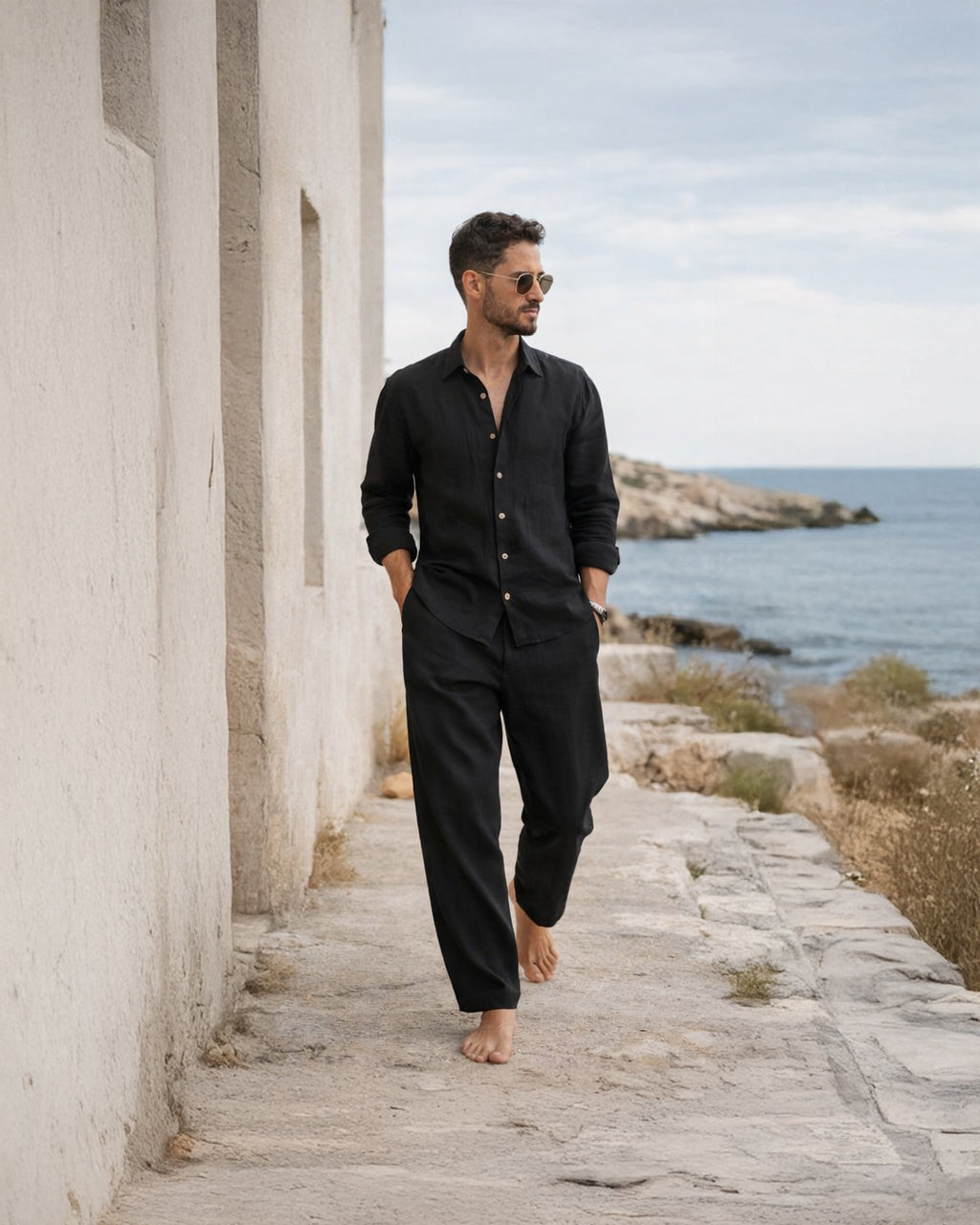 Linen Trousers — Black