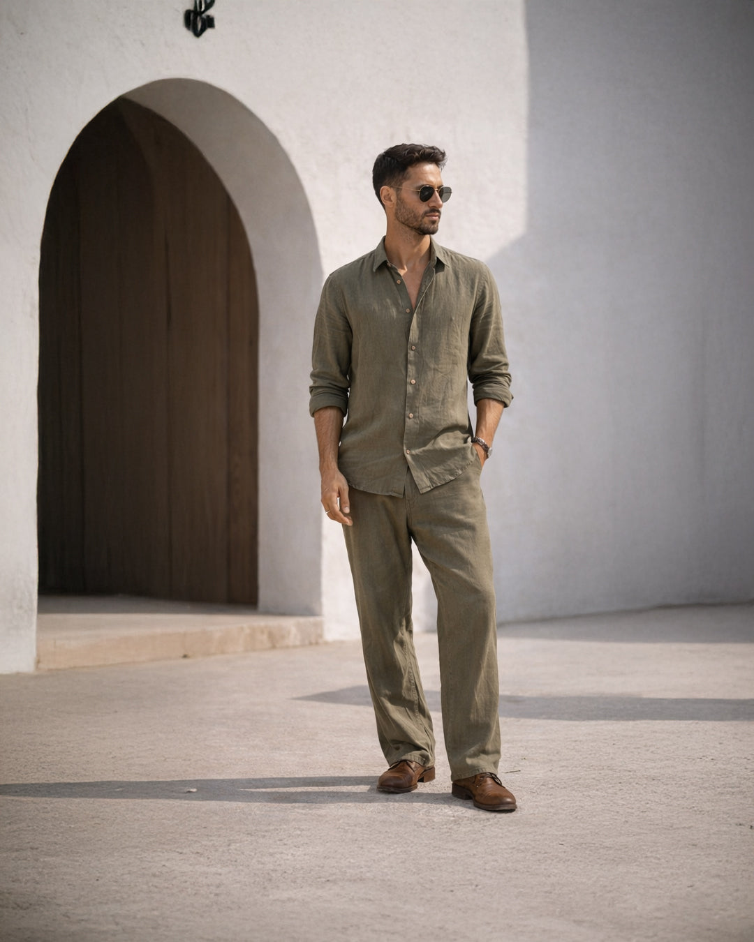 Linen Trousers — Khaki