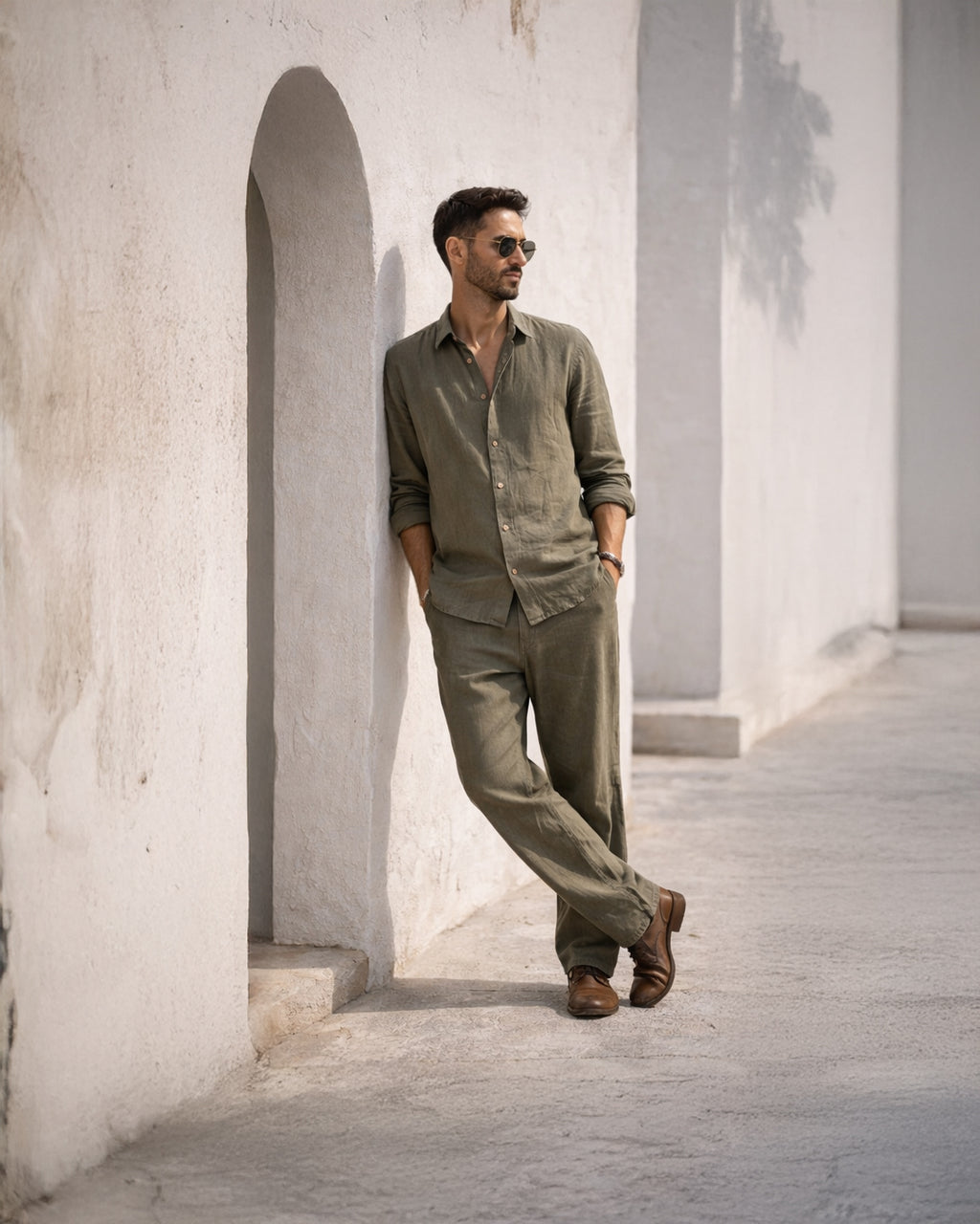 Linen Trousers — Khaki