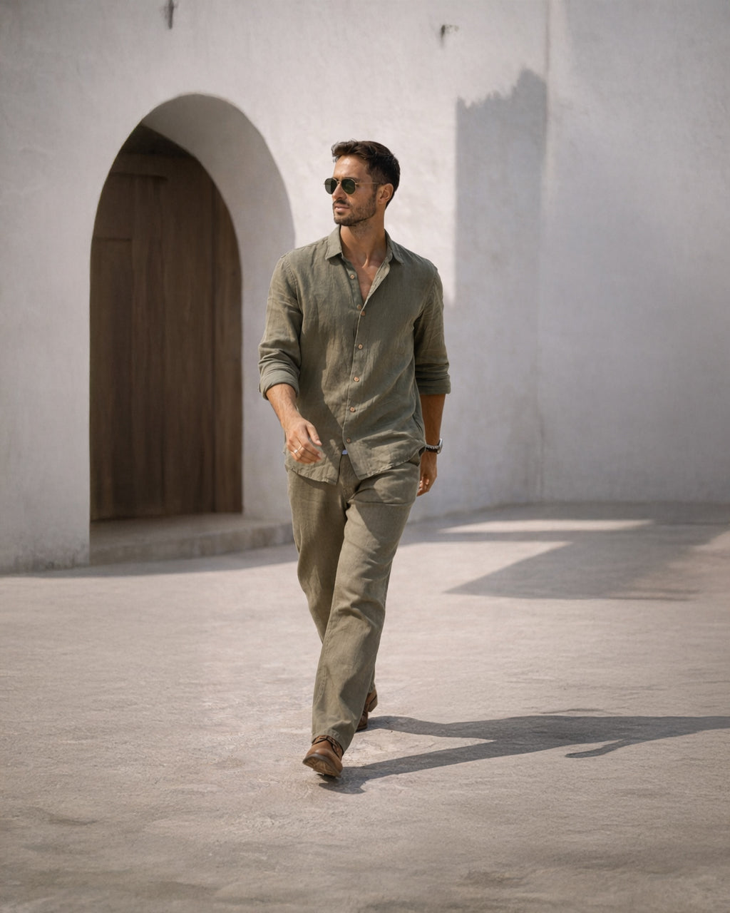 Linen Trousers — Khaki