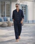 Linen Trousers — Navy