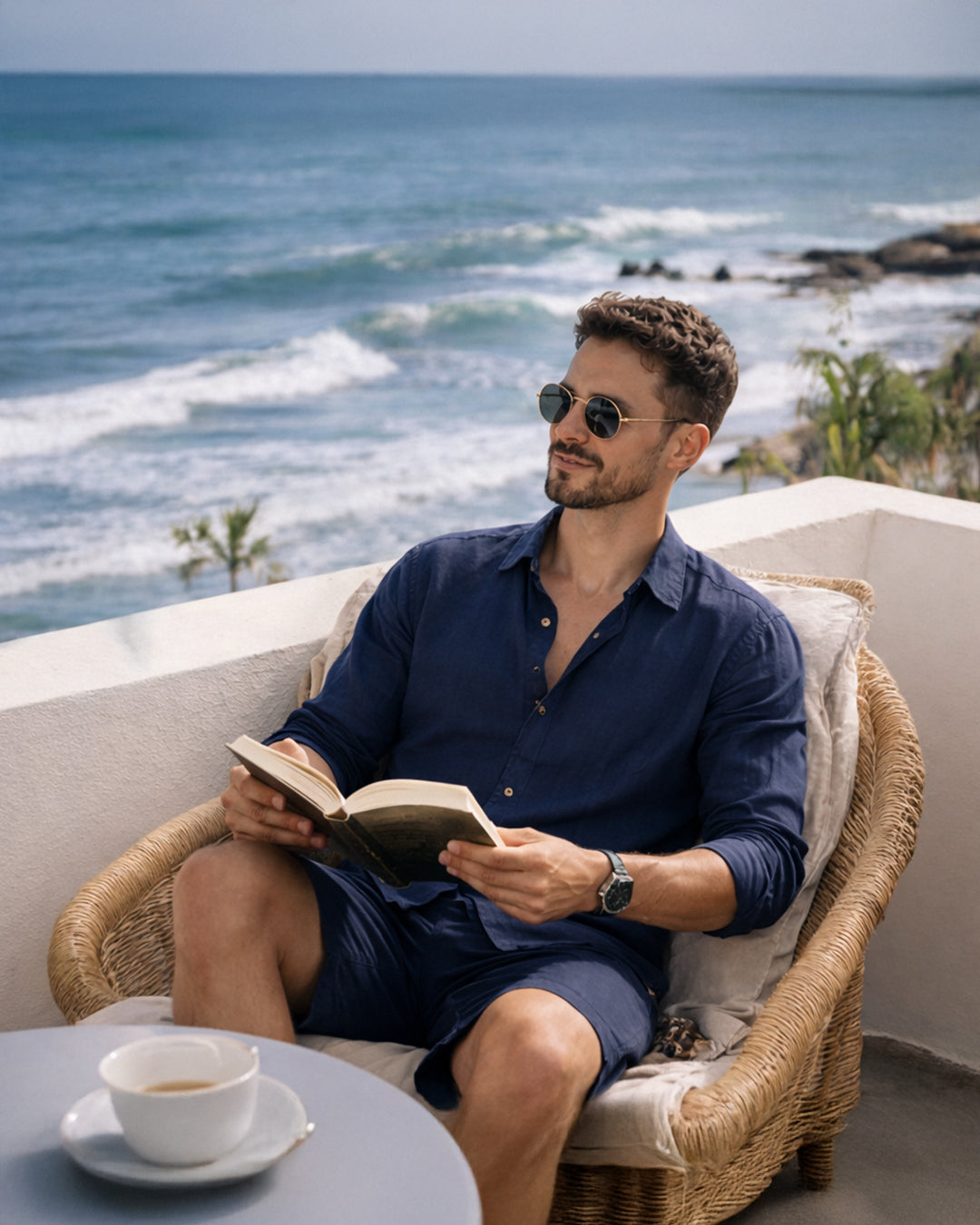 Linen Shorts — Navy