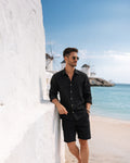 Linen Shorts — Black