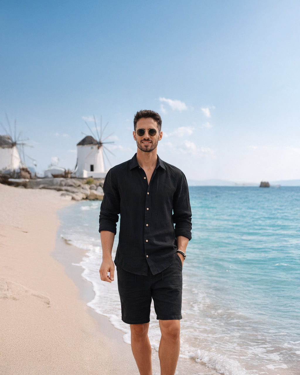 Linen Shorts — Black