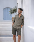 Linen Shorts — Khaki