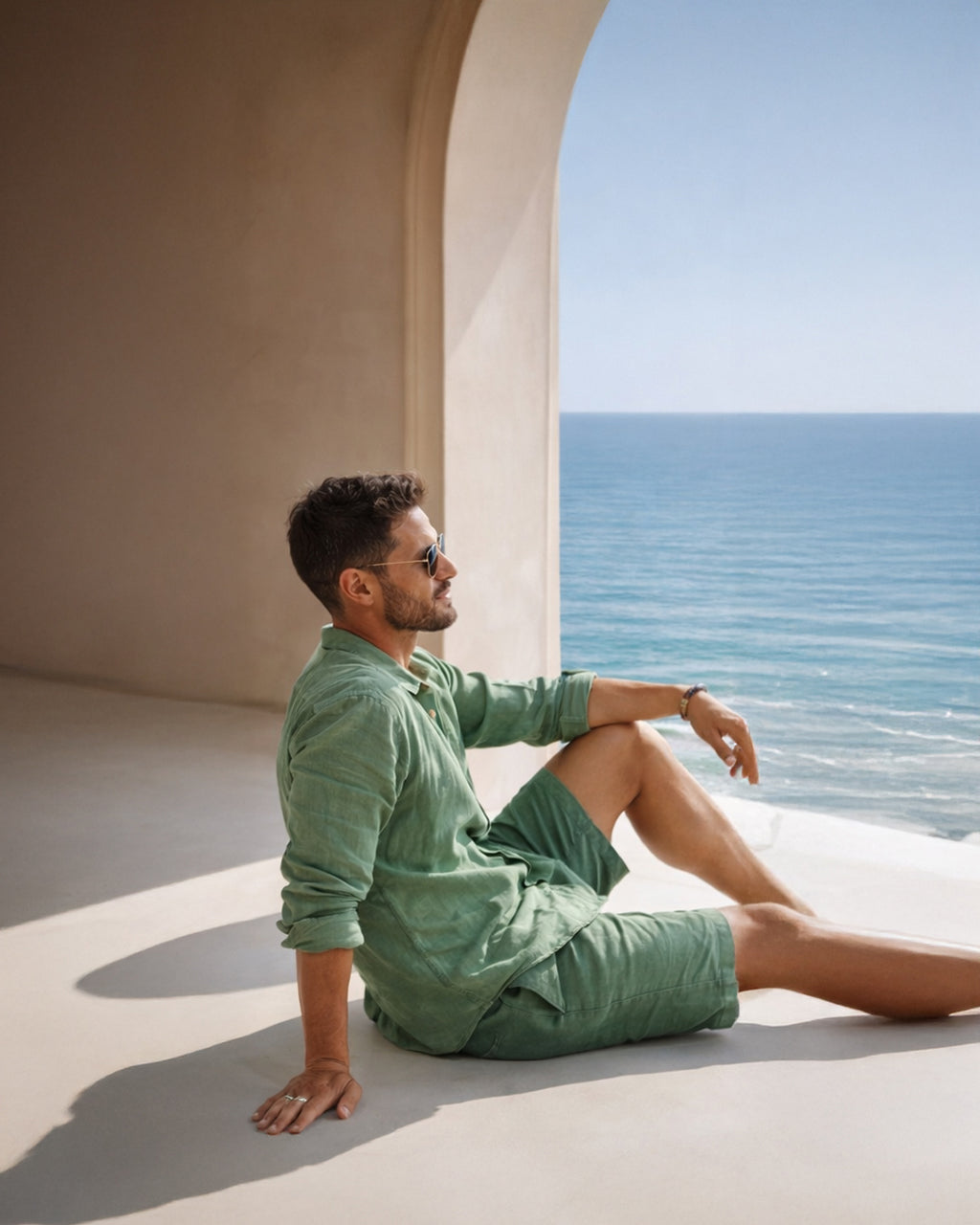 Linen Shorts — Mint Green