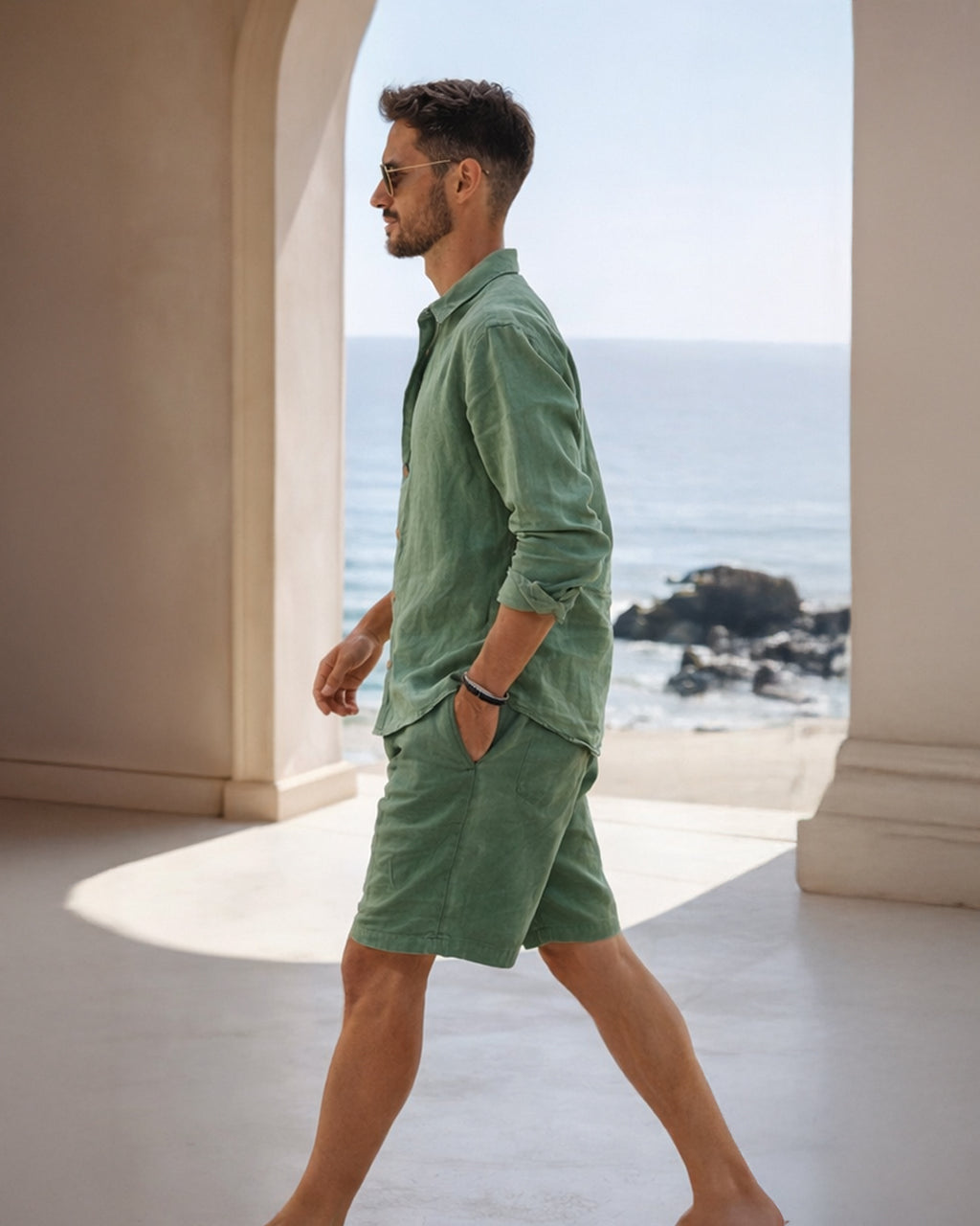 Linen Shorts — Mint Green