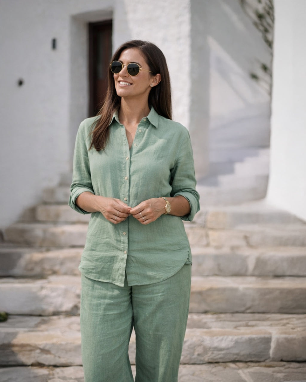 Linen Shirt — Mint Green