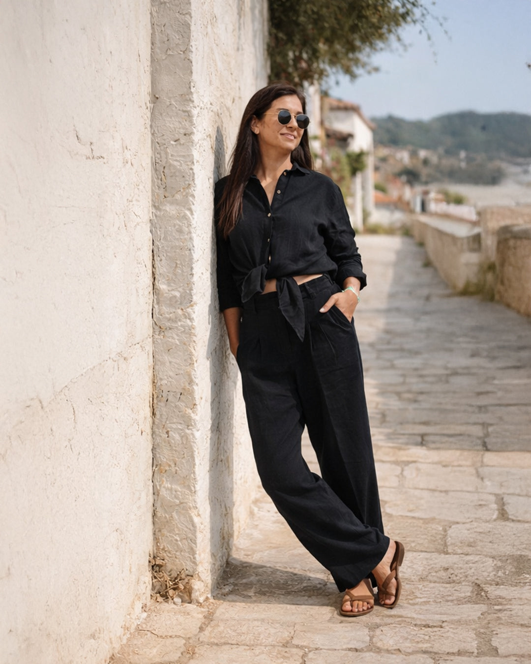 Linen Trousers — Black