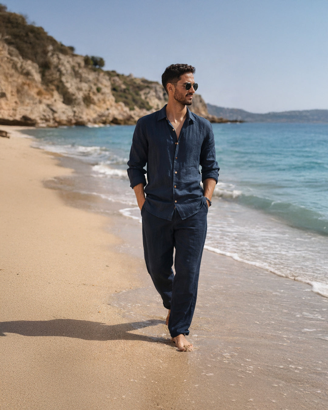 Linen Shirt — Navy