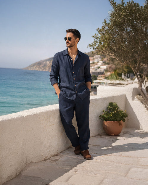 Linen Shirt — Navy
