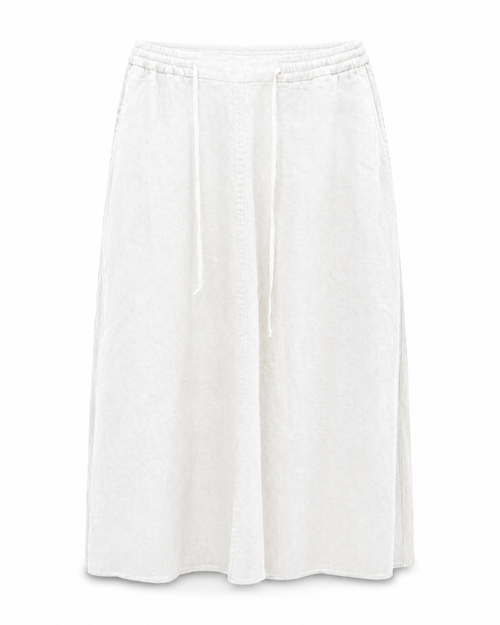 Linen Midi Skirt - White