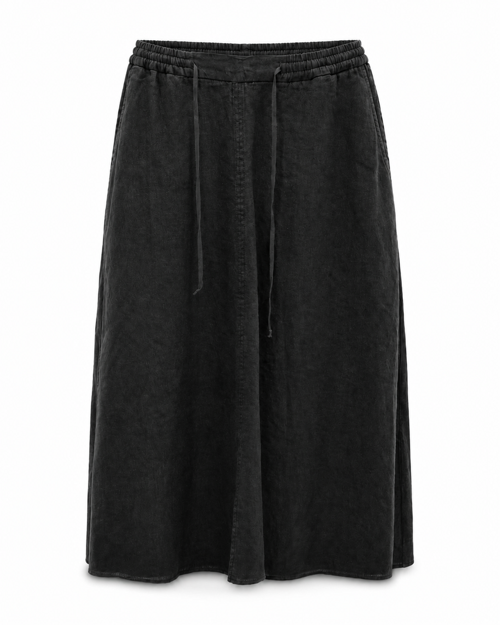 Linen Midi Skirt - Black