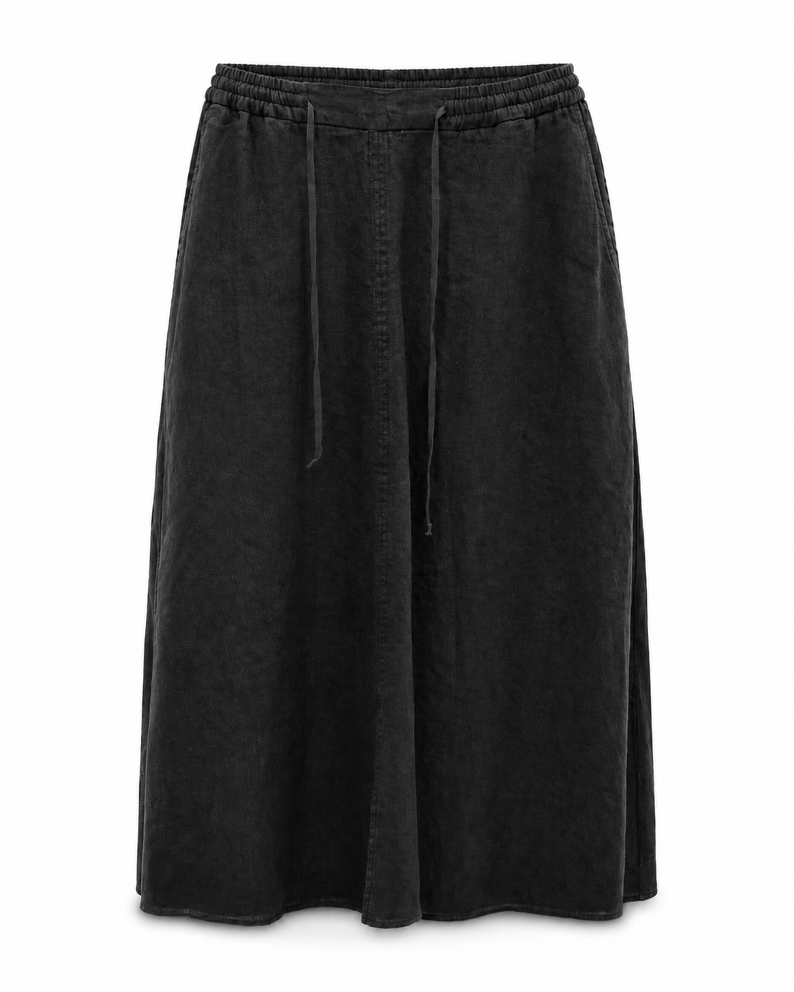Linen Midi Skirt - Black
