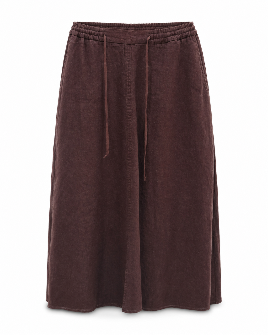 Linen Midi Skirt - Brown