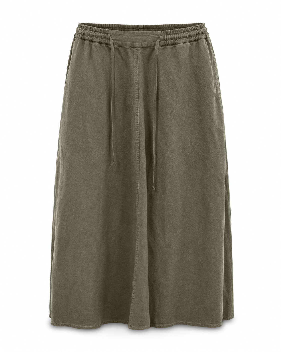 Linen Midi Skirt - Khaki