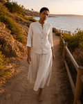 Linen Midi Skirt - Beige