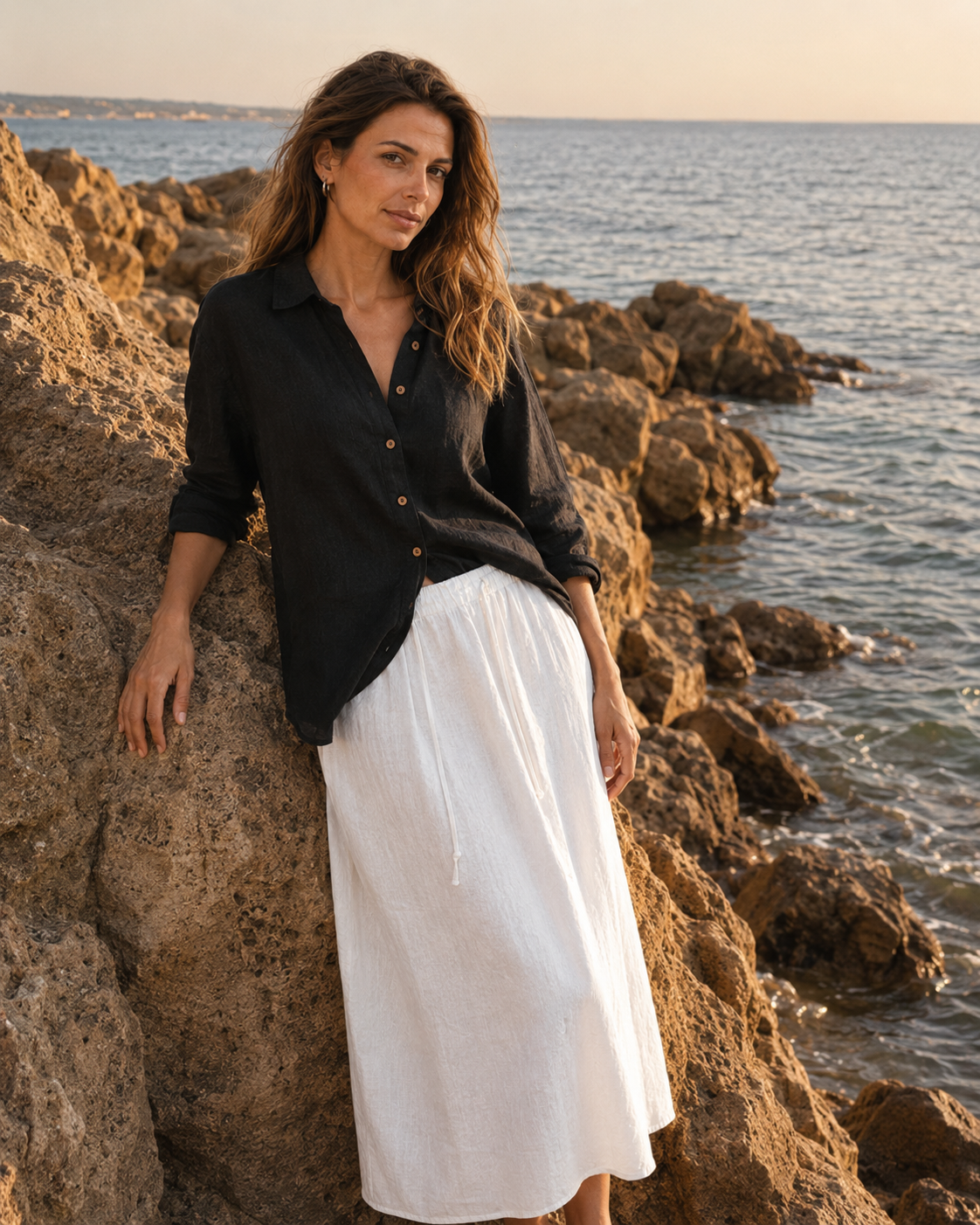 Oversized Linen Shirt - Black